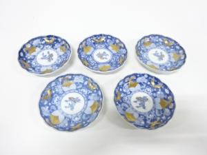 古伊万里　染付　金彩　手塩皿　5客